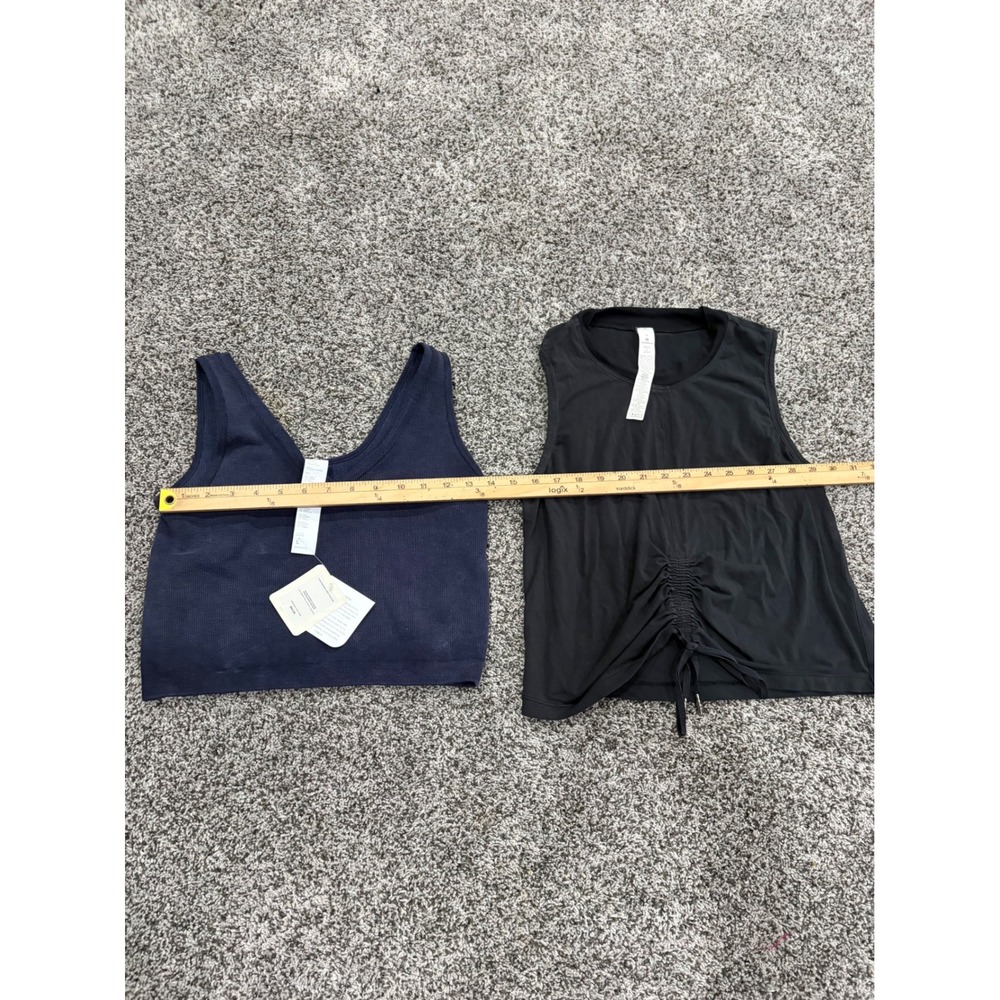 Lululemon Black Ruched Top Size 8 & Fabletics Blue Tank Top NWT Size Large - Picture 6 of 8